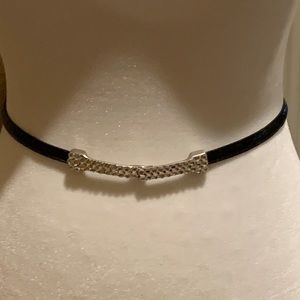 Black leather with faux clear stones belt, size 34